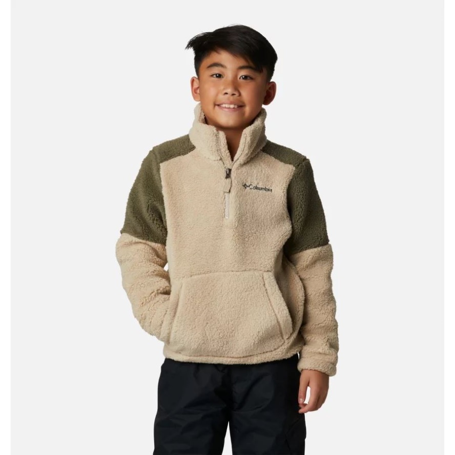 Columbia Sale Ancient Fossil/Stone Green Boys' Rugged Ridge III Half Zip Sherpa Pullover