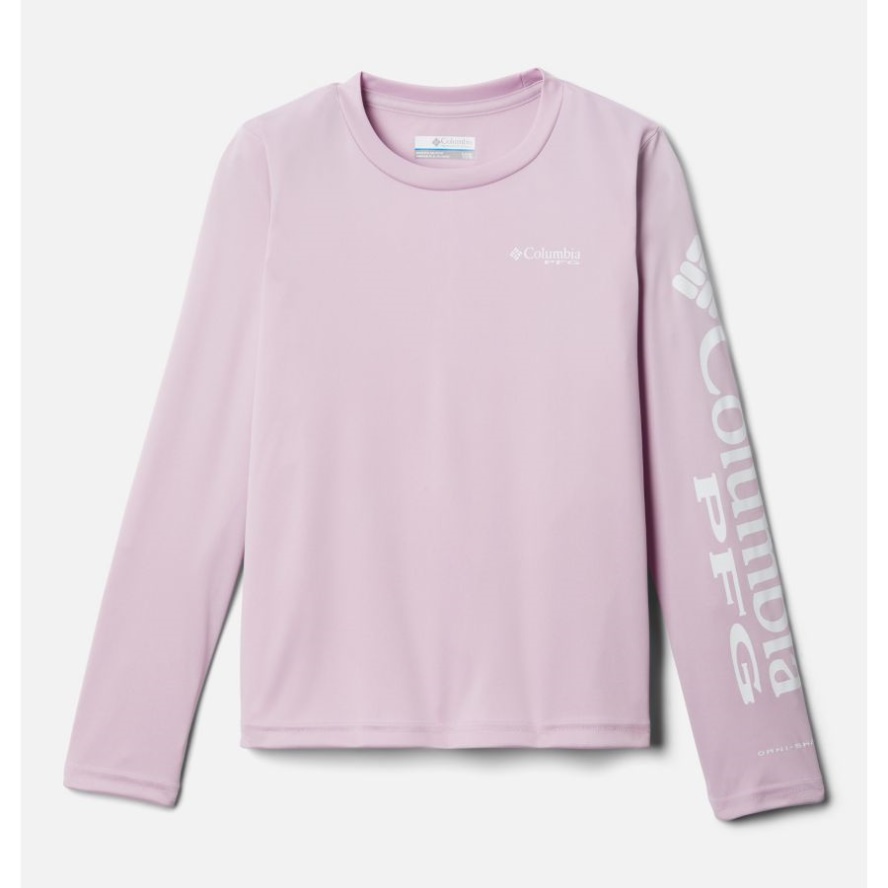 Columbia Sale Aura/White Logo Girls PFG Tidal Long Sleeve T-Shirt