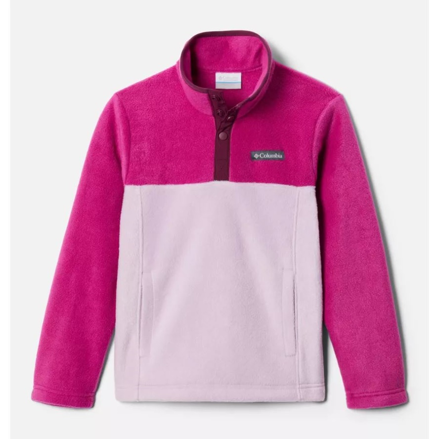 Columbia Sale Aura/Wild Fuchsia Girls' Steens Mountain1/4 Snap Fleece Pull-Over