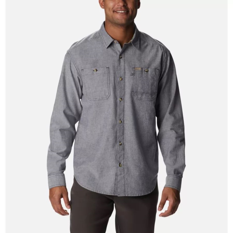 Columbia Sale Black Chambray Men's PHG Sharptail Stretch Chambray Long Sleeve Shirt