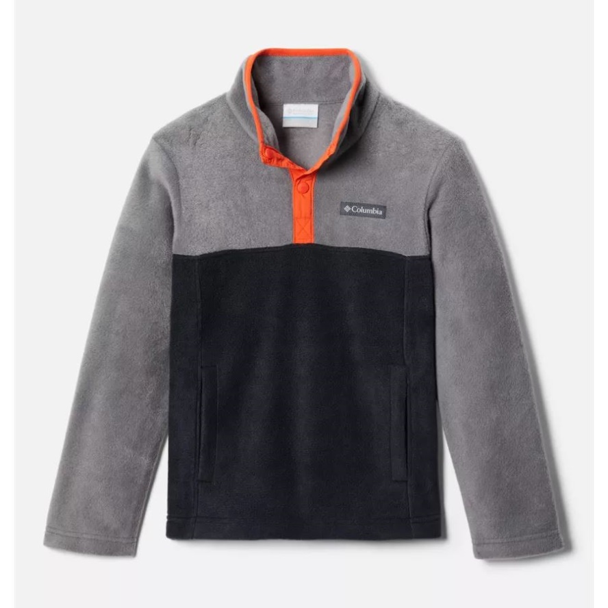 Columbia Sale Black/City Grey Boys' Steens Mountain1/4 Snap Fleece Pull-Over