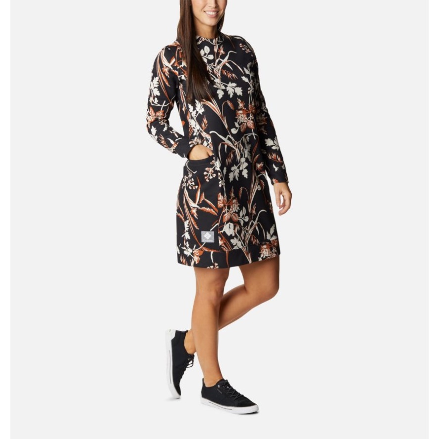 Columbia Sale Black Fallgrass Print Women's Columbia Sale Lodge Dress