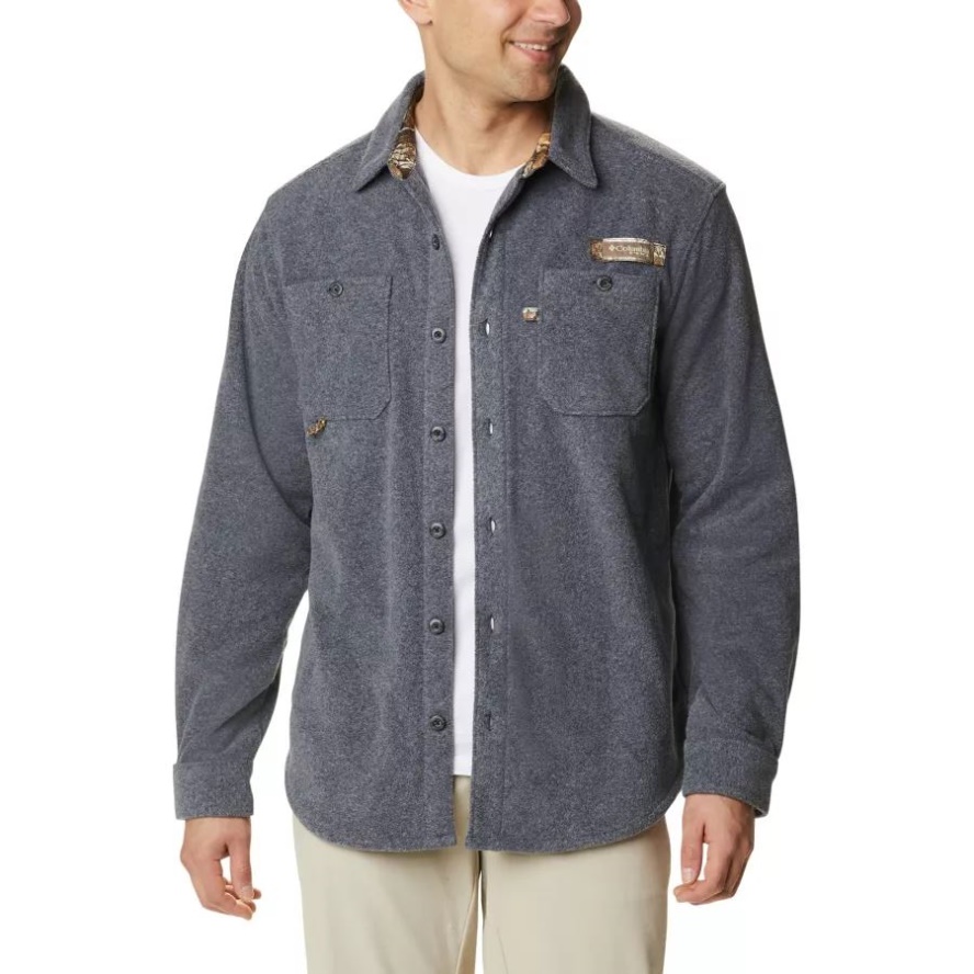 Columbia Sale Black Heather Men's PHG Bucktail Fleece Over Shirt