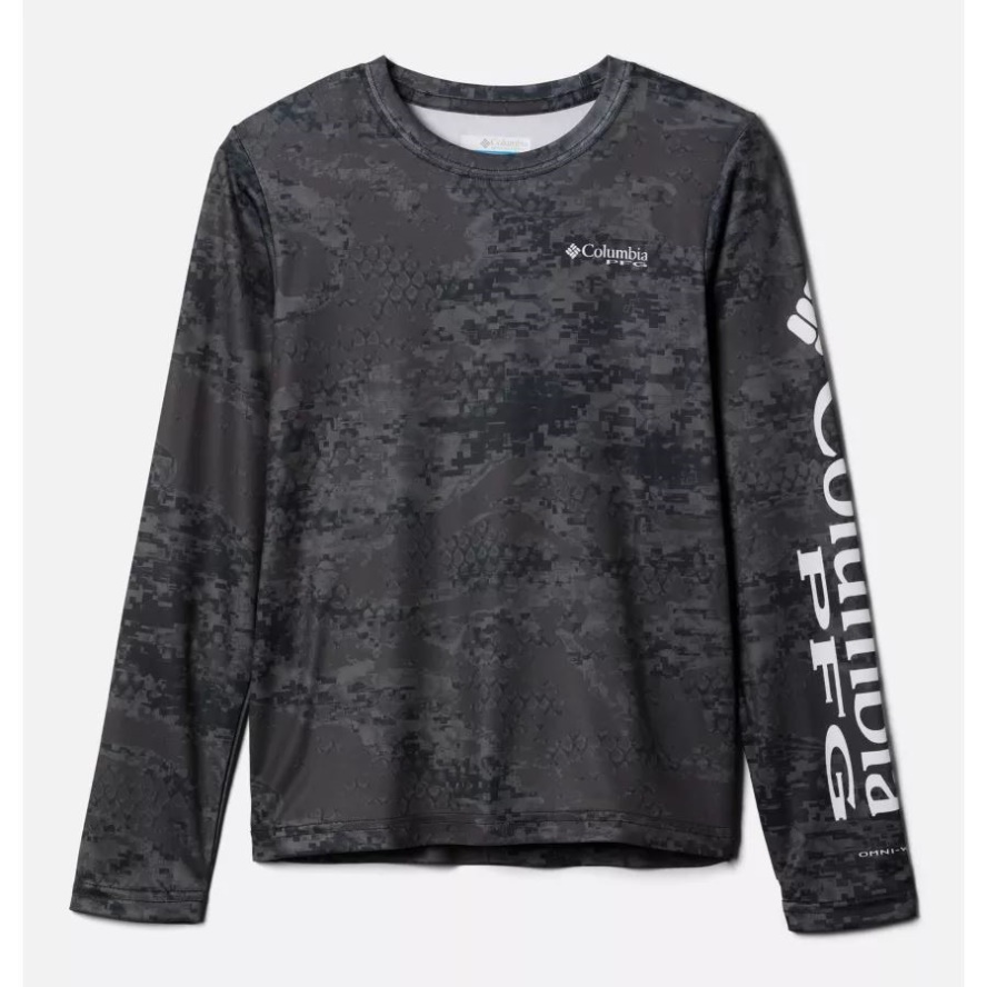 Columbia Sale Black PFG Camo Print Kids' PFG Super Terminal Tackle Long Sleeve Shirt