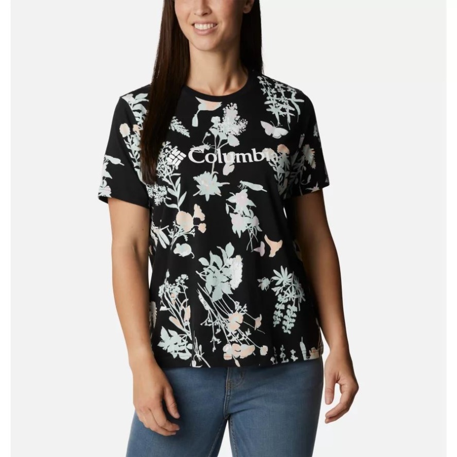 Columbia Sale Black Radical Botanical Women's North Cascades Casual Printed T-Shirt