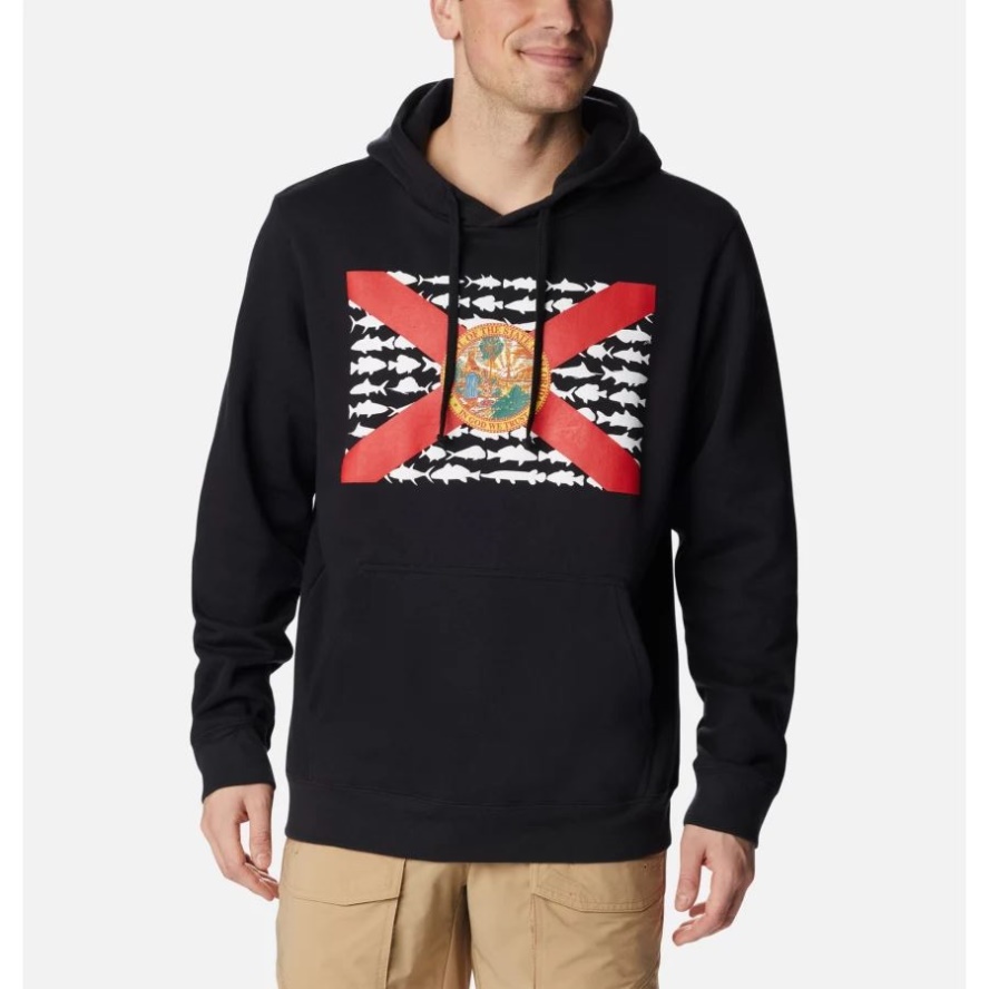 Columbia Sale Black/Red Spark Florida Men's PFG Fish Flag II Hoodie