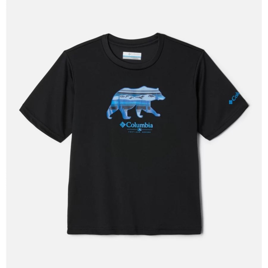 Columbia Sale Black/Scenic Stroll Graphic Boys' Grizzly Ridge Short Sleeve Graphic T-Shirt