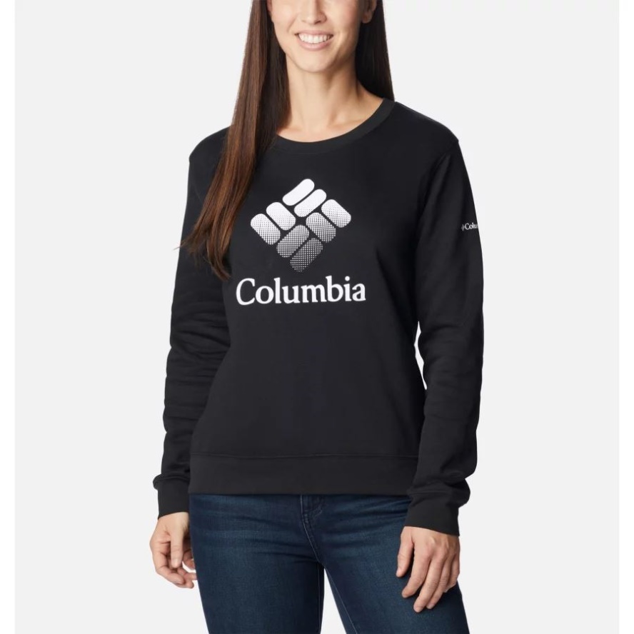 Columbia Sale Black/White CSC Stacked Logo Women's Columbia Sale Trek Graphic Crew Sweatshirt
