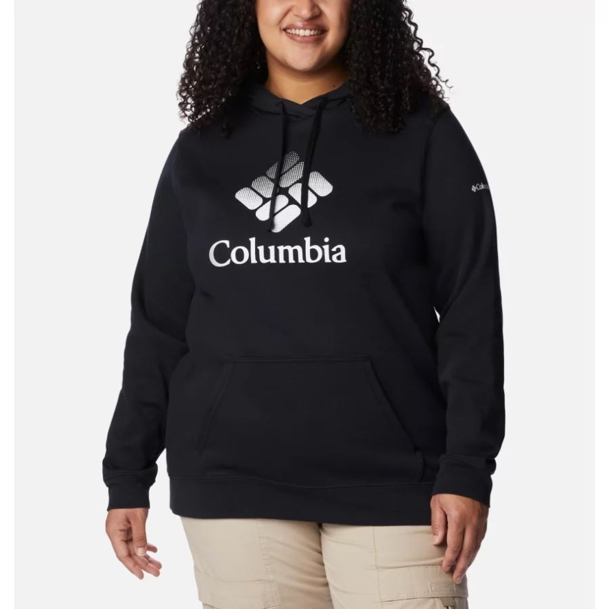 Columbia Sale Black/White CSC Stacked Logo Women's Columbia Sale Trek Graphic Hoodie Plus Size