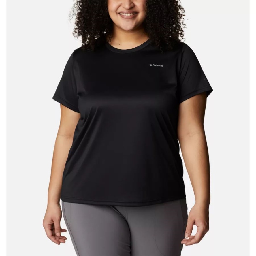 Columbia Sale Black Women's Columbia Sale Hike Short Sleeve Crew Shirt Plus Size