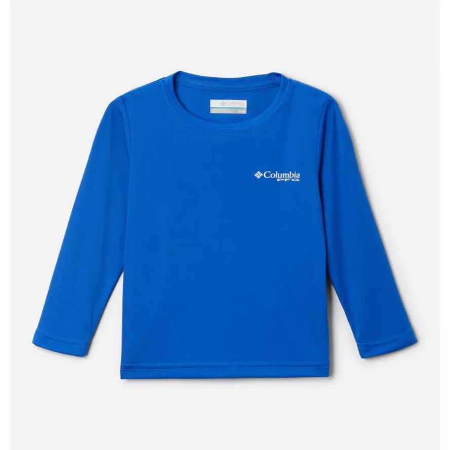 Columbia Sale Blue Macaw/White - Marlin Boys' Toddler PFG Terminal Tackle University Long Sleeve Shirt