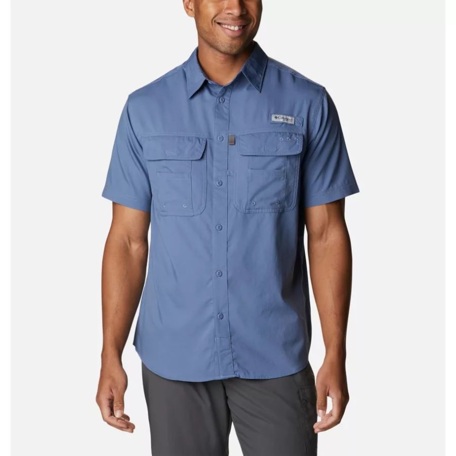 Columbia Sale Bluestone Men's PFG Drift Guide Woven Short Sleeve Shirt