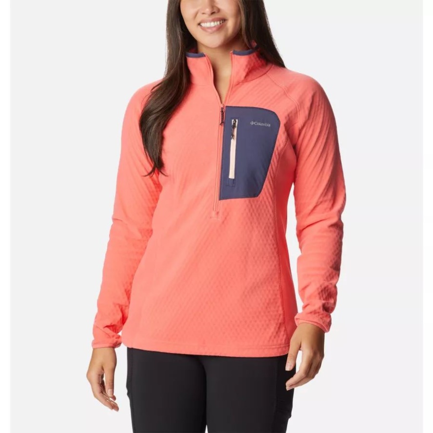 Columbia Sale Blush Pink/Peach Blossom Women's W Outdoor Tracks Half Zip Fleece Technical Pullover