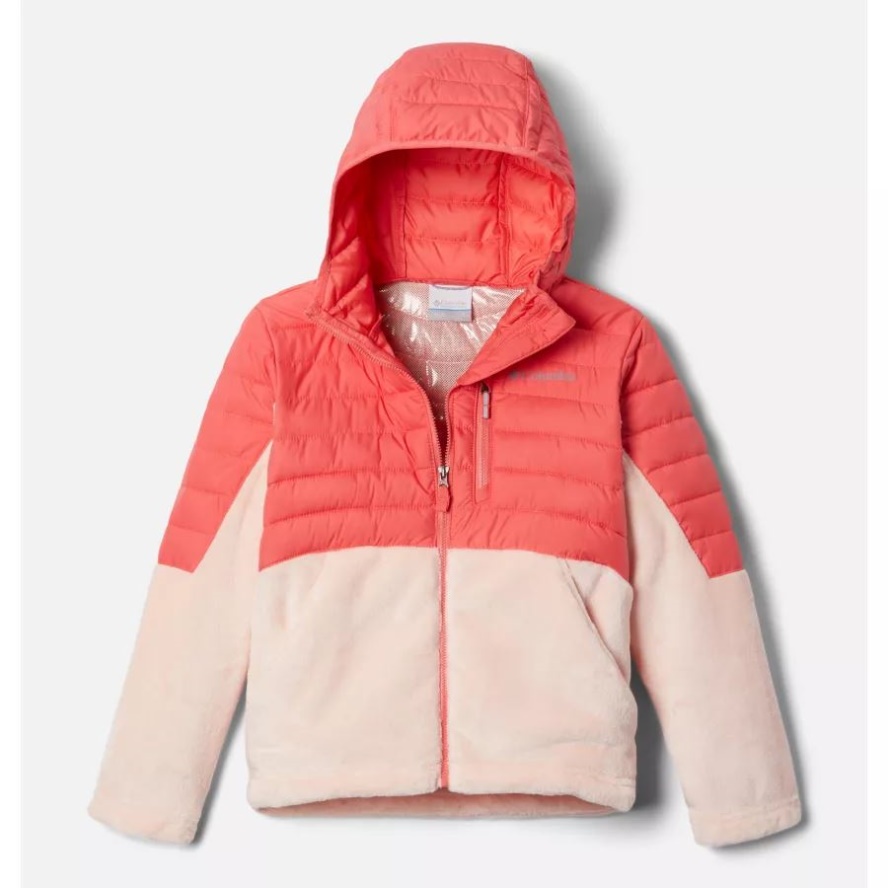 Columbia Sale Blush Pink/Peach Blossom Youth Powder Lite Girls' Novelty Hooded Insulated Jacket