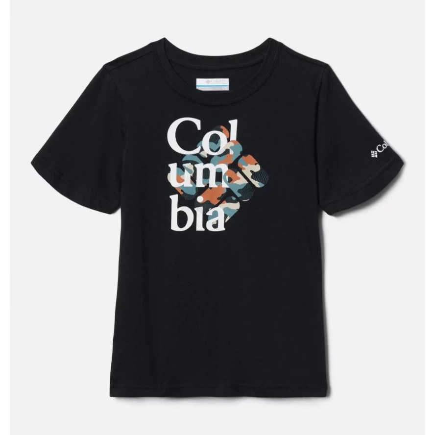 Columbia Sale Boy's Basin Ridge Organic Cotton Graphic T-Shirt Black/Interlace Camo