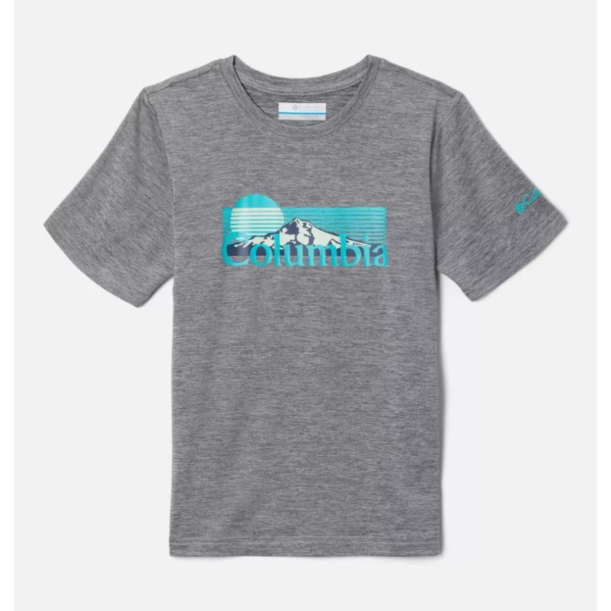 Columbia Sale Boys' Mount Echo Short Sleeve Graphic Shirt Columbia Sale Grey Hthr/Inverted Moonrise