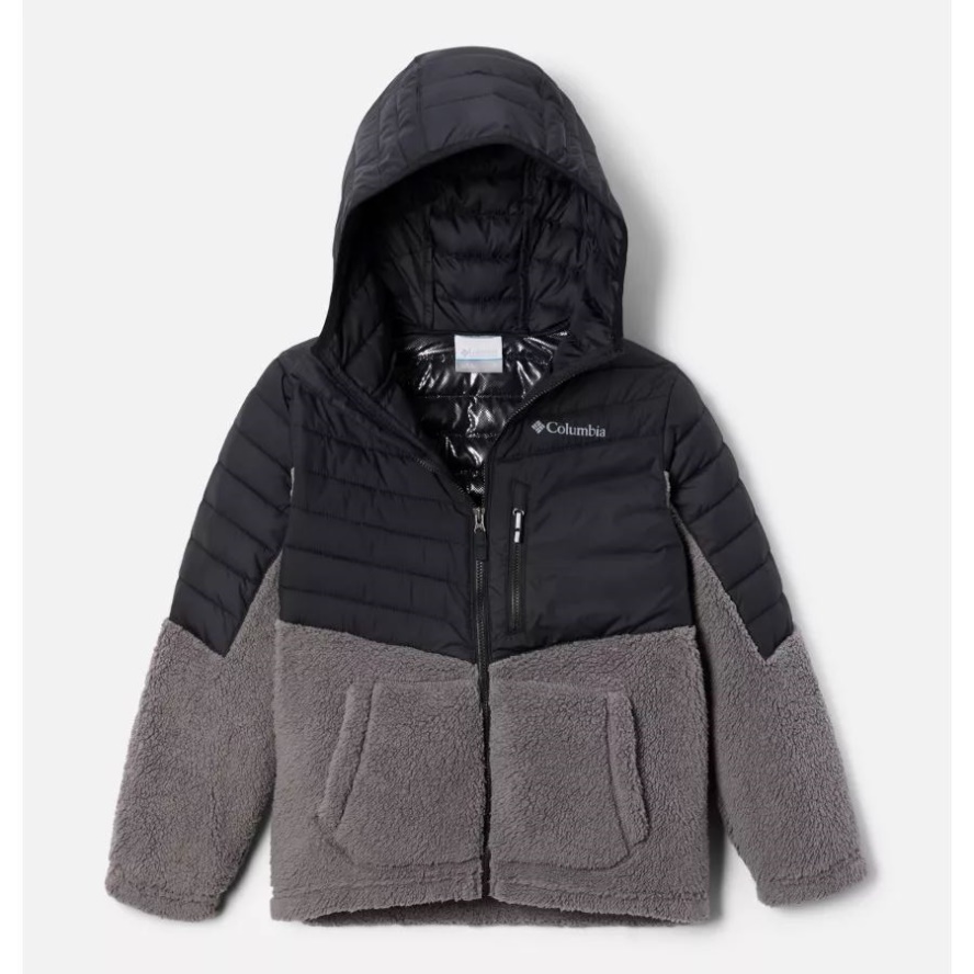 Columbia Sale Boys' Powder Lite Novelty Hooded Jacket Black/City Grey