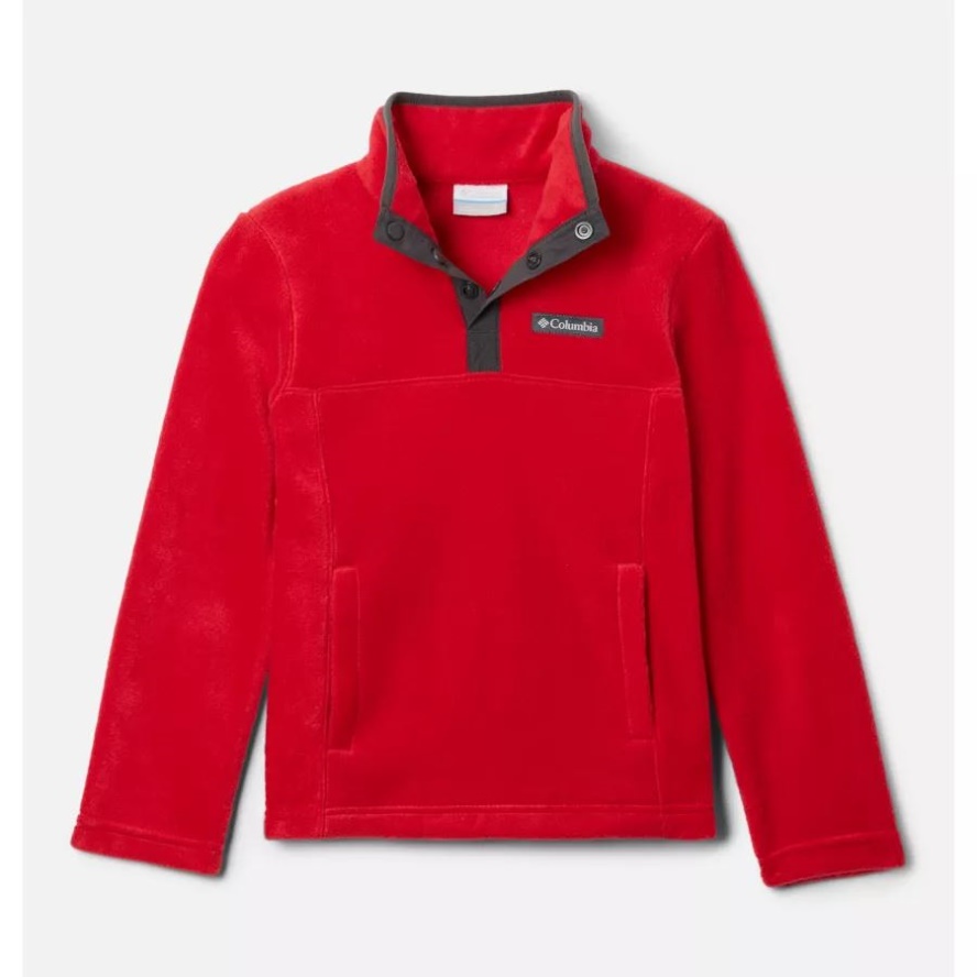 Columbia Sale Boys' Steens Mountain1/4 Snap Fleece Pull-Over Mountain Red