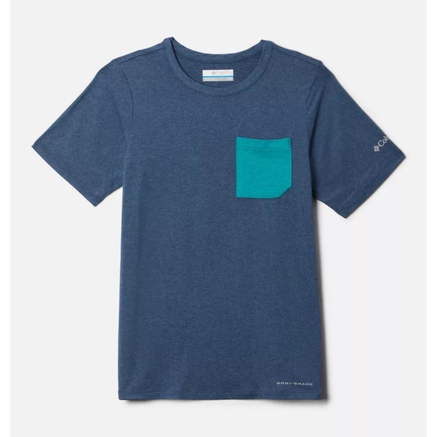 Columbia Sale Boys' Tech Trail T-Shirt Dark Mountain Heather/Bright Aqua Hthr