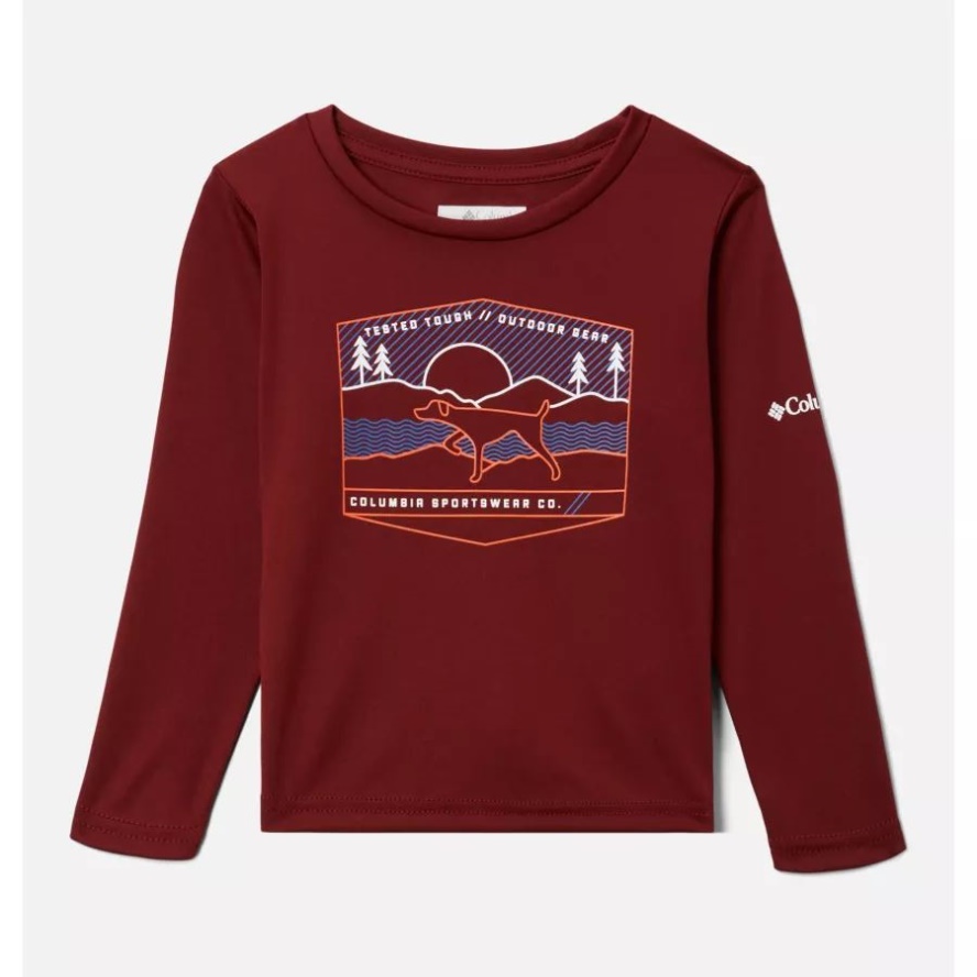 Columbia Sale Boys' Toddler Grizzly Peak Long Sleeve Graphic T-Shirt Red Jasper/Hound Scape