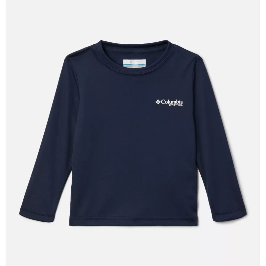 Columbia Sale Boys' Toddler PFG Terminal Tackle University Long Sleeve Shirt Collegiate Navy/White - Bass