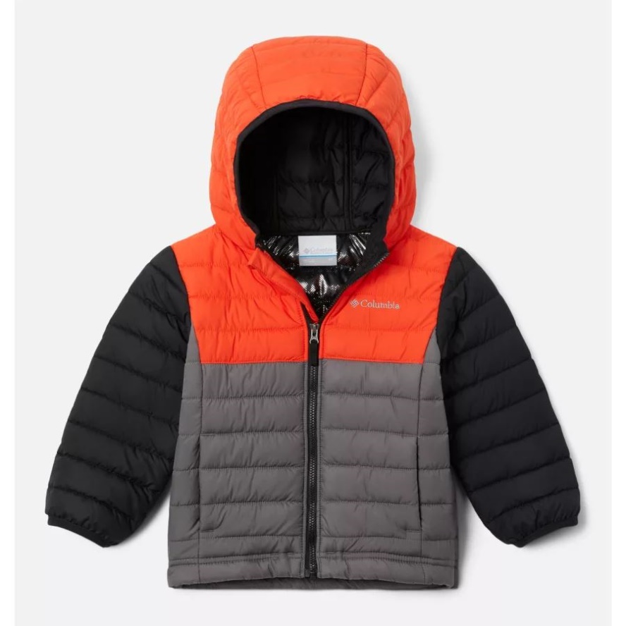 Columbia Sale Boys' Toddler Powder Lite Hooded Jacket City Grey/Red Quartz/Black