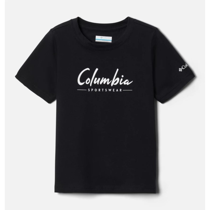 Columbia Sale Boys' Valley Creek Short Sleeve Graphic T-Shirt Black Logowear Script