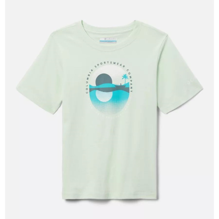 Columbia Sale Boys' Valley Creek Short Sleeve Graphic T-Shirt Ice Green/Halftone Fishing Graphic
