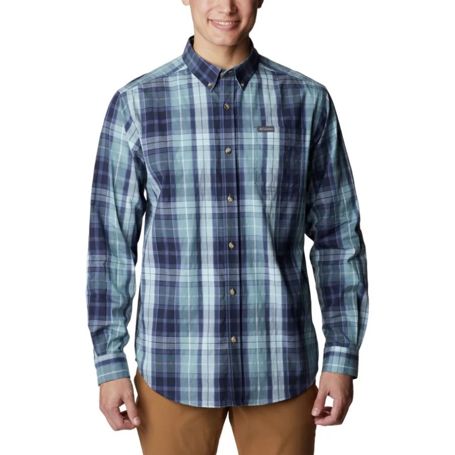 Columbia Sale Brand Men's Rapid Rivers II Long Sleeve Shirt Spring Blue Multi Plaid