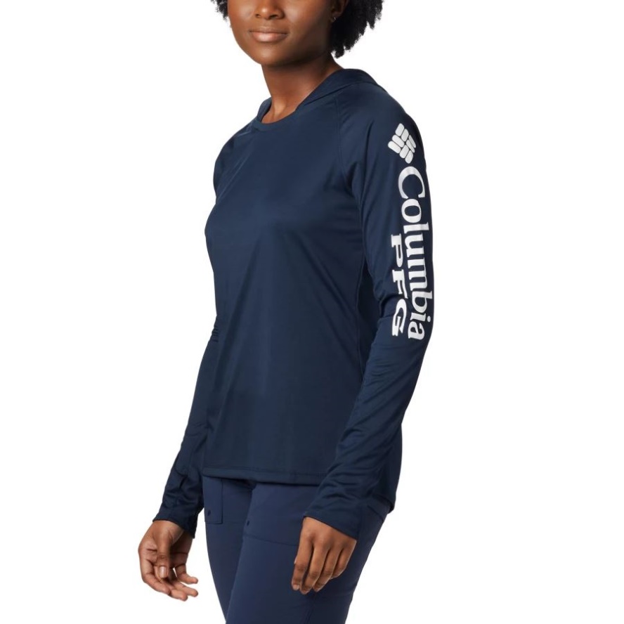 Columbia Sale Brand Women's PFG Tidal Tee Hoodie Collegiate Navy/White Logo