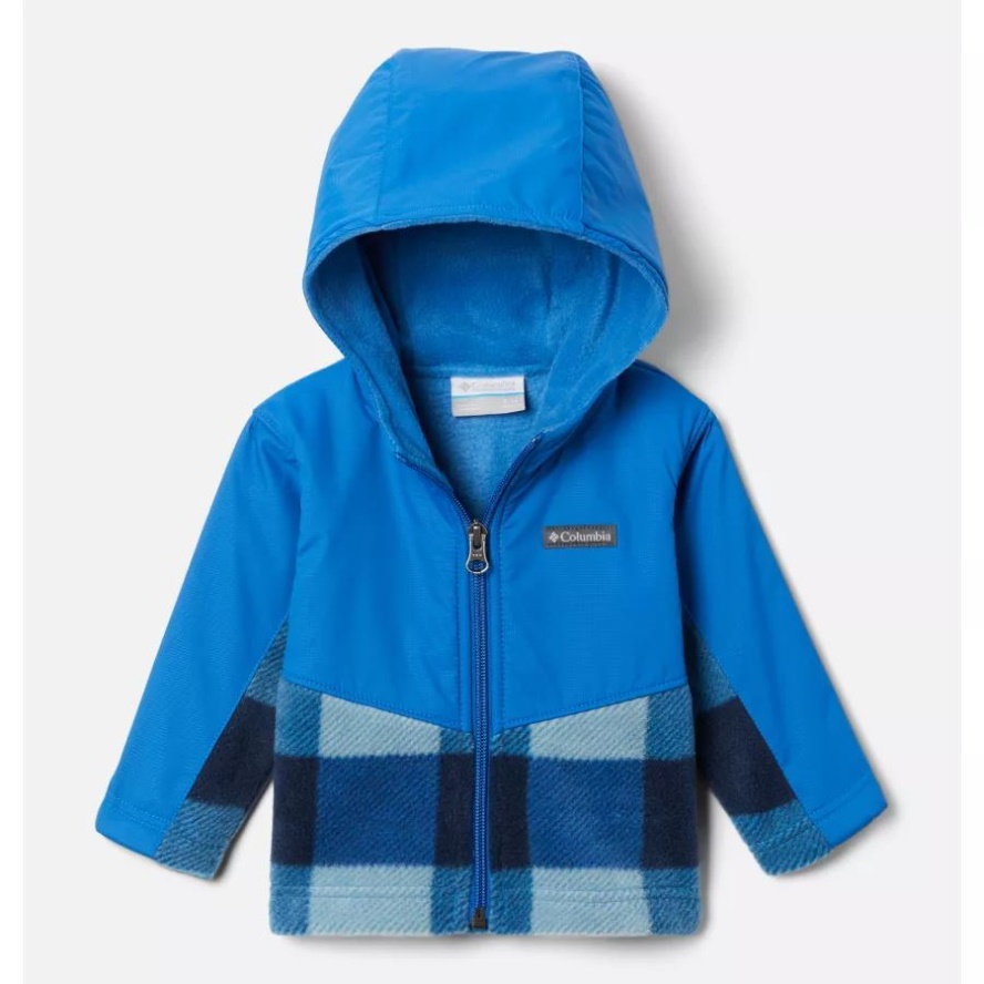 Columbia Sale Bright Indigo Check Multi/Bright Indigo Kids' Infant Steens Mountain Overlay Hooded Jacket