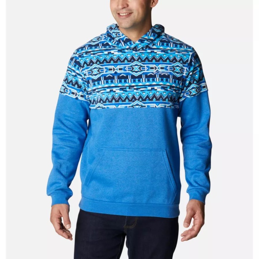 Columbia Sale Bright Indigo Heather 80s Stripe Print Men's Columbia Sale Trek Printed Hoodie