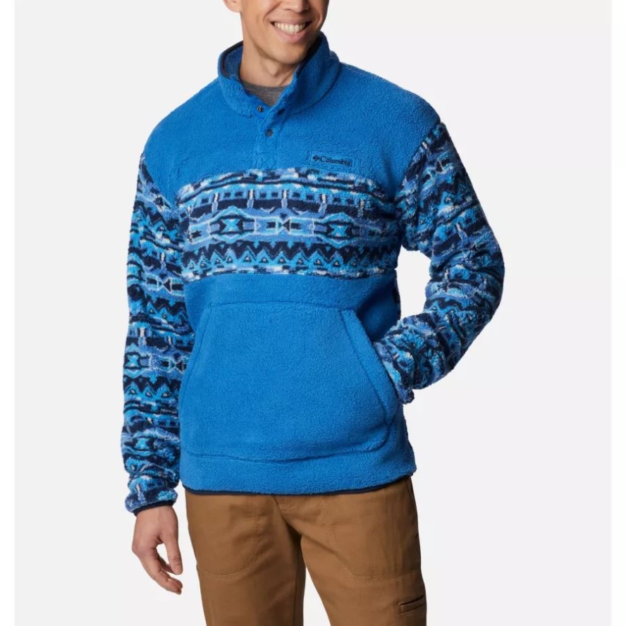 Columbia Sale Brt Indigo 80s Stripe Print/Coll Navy Men's Rugged Ridge Sherpa Pullover