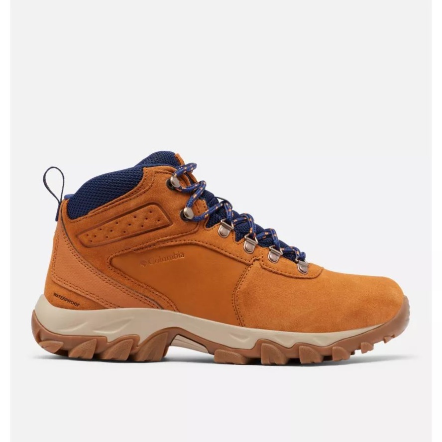 Columbia Sale Caramel/Blue Shadow Men's Newton Ridge Plus II Suede Waterproof Hiking Boot