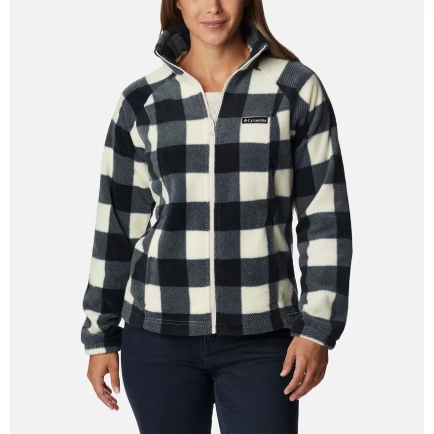 Columbia Sale Chalk Check Print Women's Benton Springs Printed Full Zip Fleece Jacket