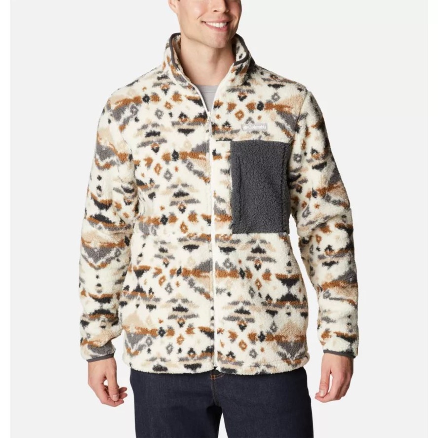 Columbia Sale Chalk Rocky Mountain Print Men's Mountainside Printed Fleece Jacket