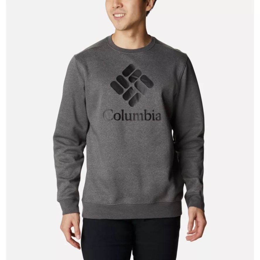 Columbia Sale Charcoal Heather/CSC Stacked Graphic Men's Trek Crew Sweatshirt