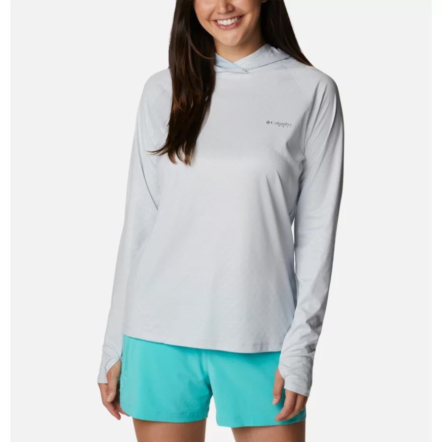 Columbia Sale Cirrus Grey Women's PFG Tidal Deflector Ice Long Sleeve Hoodie