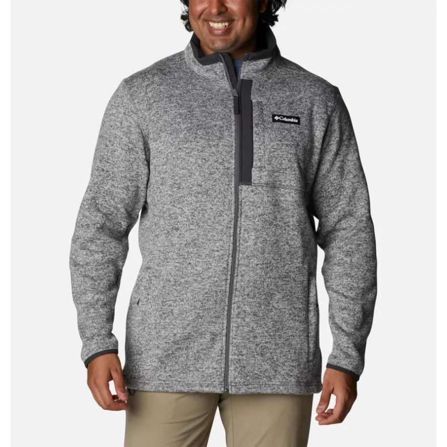Columbia Sale City Grey Heather Men's Sweater Weather Fleece Full Zip Big