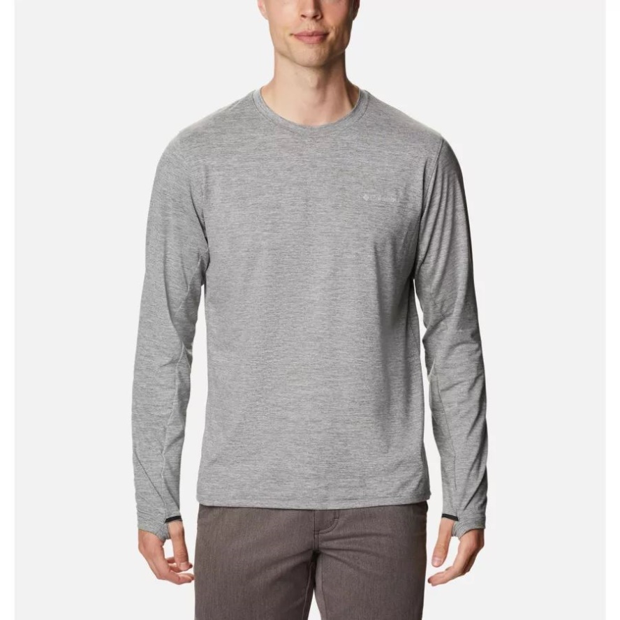 Columbia Sale City Grey Heather Men's Tech Trail Long Sleeve Crew II Shirt