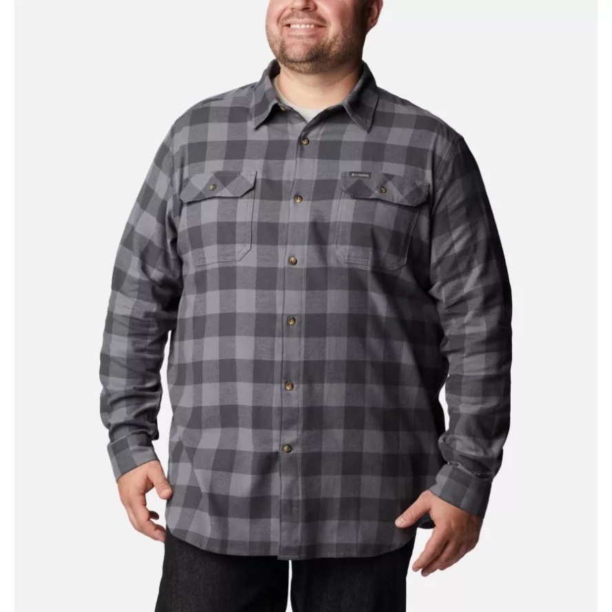 Columbia Sale City Grey Twill Buffalo Check Men's Flare Gun Stretch Flannel Big