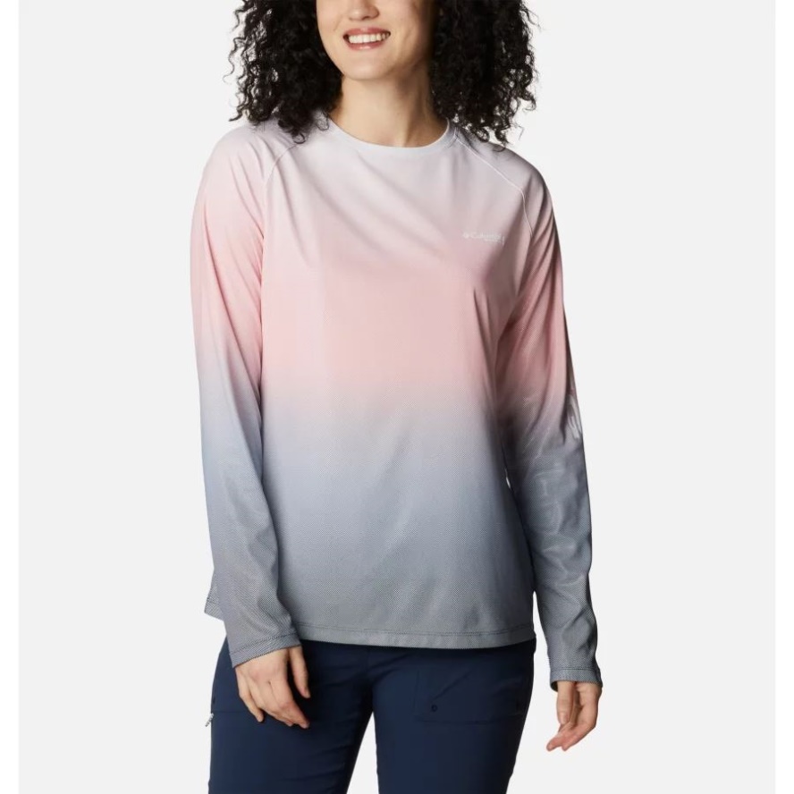 Columbia Sale Collegiate Navy/Gradient Fade Women's PFG Tidal Deflector Printed Long Sleeve Shirt