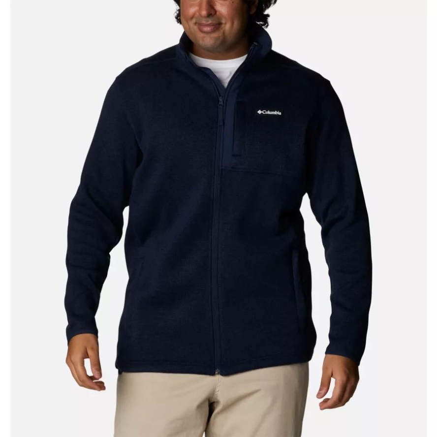Columbia Sale Collegiate Navy Heather Men's Sweater Weather Full Zip Fleece Extended Size