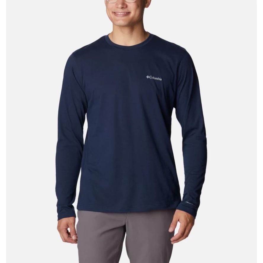 Columbia Sale Collegiate Navy Heather Men's Thistletown Hills Long Sleeve Crew Shirt