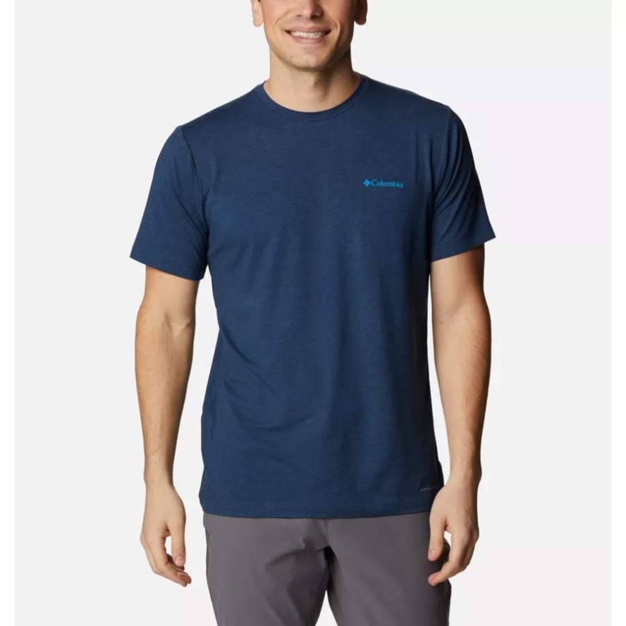 Columbia Sale Collegiate Navy Heather/Mirror Mountain Men's Tech Trail Graphic T-Shirt