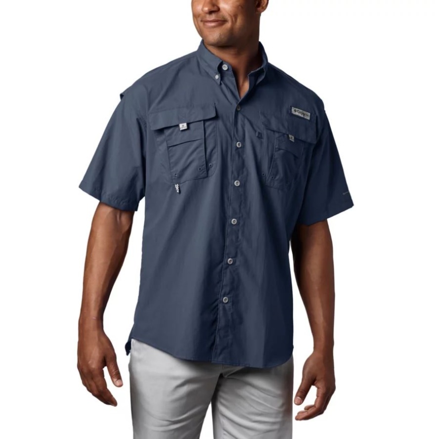 Columbia Sale Collegiate Navy Men's PFG Bahama II Short Sleeve Shirt
