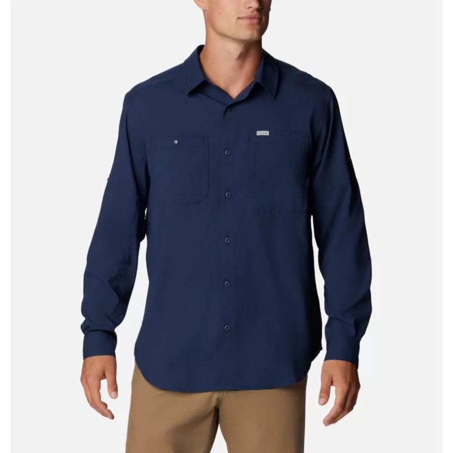 Columbia Sale Collegiate Navy Men's Silver Ridge Utility Lite Long Sleeve Shirt