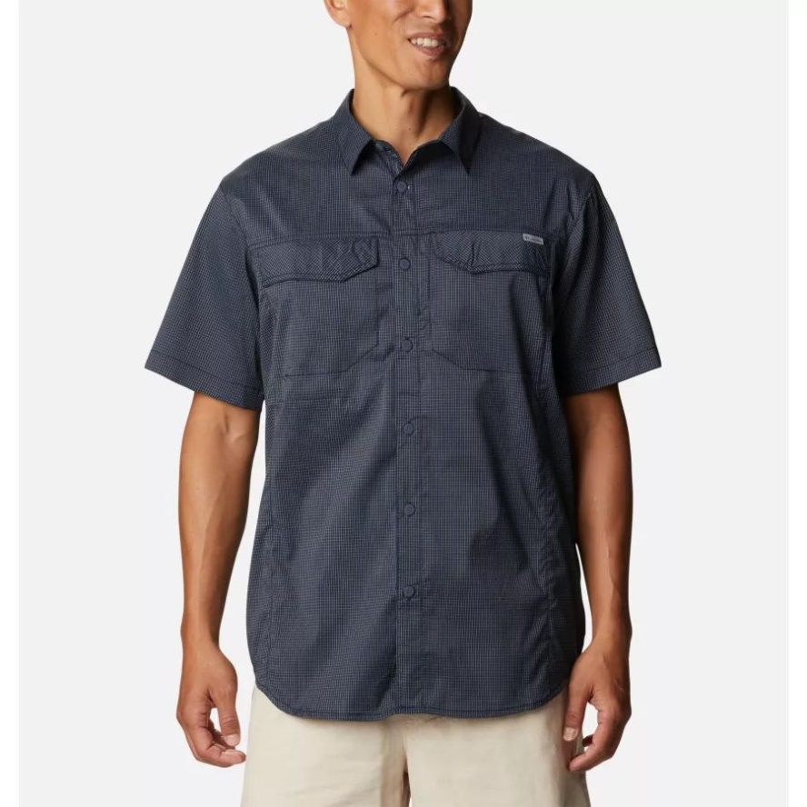 Columbia Sale Collegiate Navy/Quiet Grid Men's Silver Ridge Lite Plaid Short Sleeve Shirt