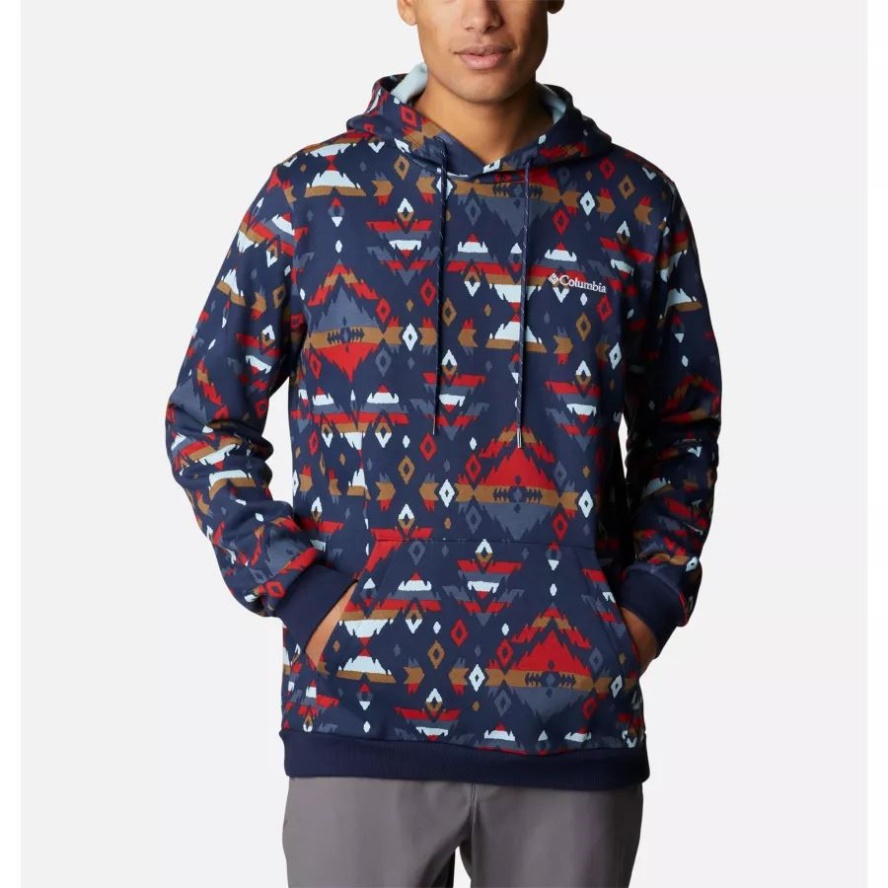 Columbia Sale Collegiate Navy Rocky Mountain Print Men's Columbia Sale Logo Printed Hoodie