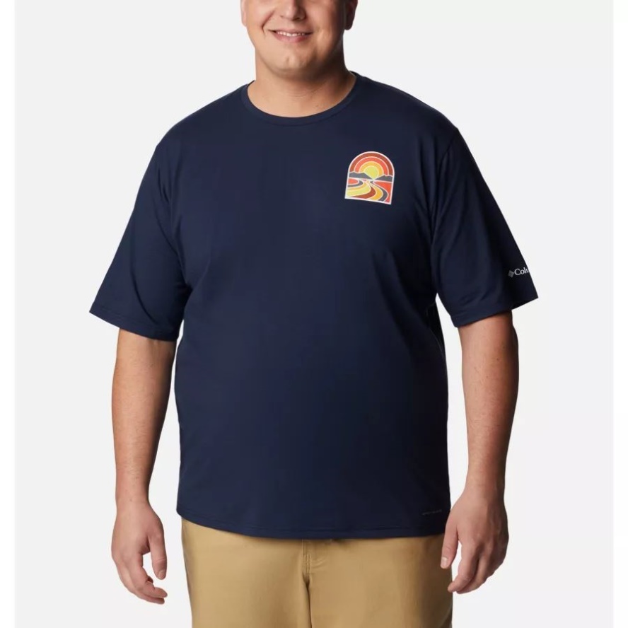 Columbia Sale Collegiate Navy/Suntrek Trails Chest Men's Sun Trek Short Sleeve Graphic T-Shirt Big